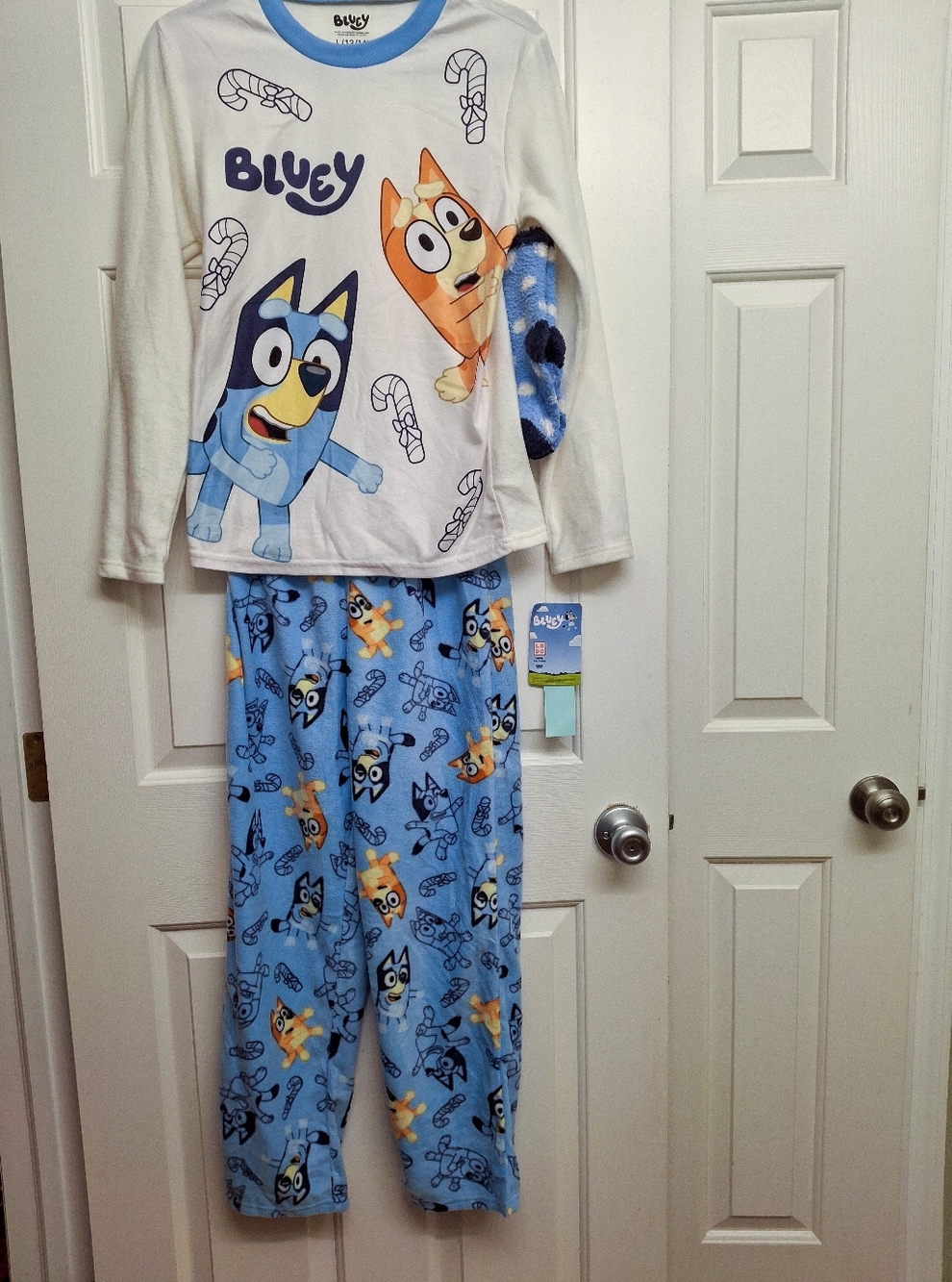 Bluey NWT size L 12/14 Kids Pajama Set. Shirt, Pants And Socks.
